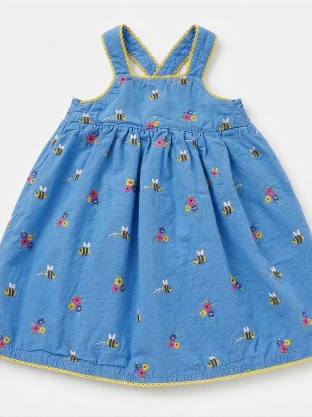 Jojo Maman Bebe Bee & Floral Embroidered Girls' Dress (6-12m)